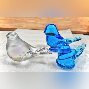 Vintage Glass Bird Lot - 3 Opalescent Birds Miniatures: Titan, Ward & Silvestri